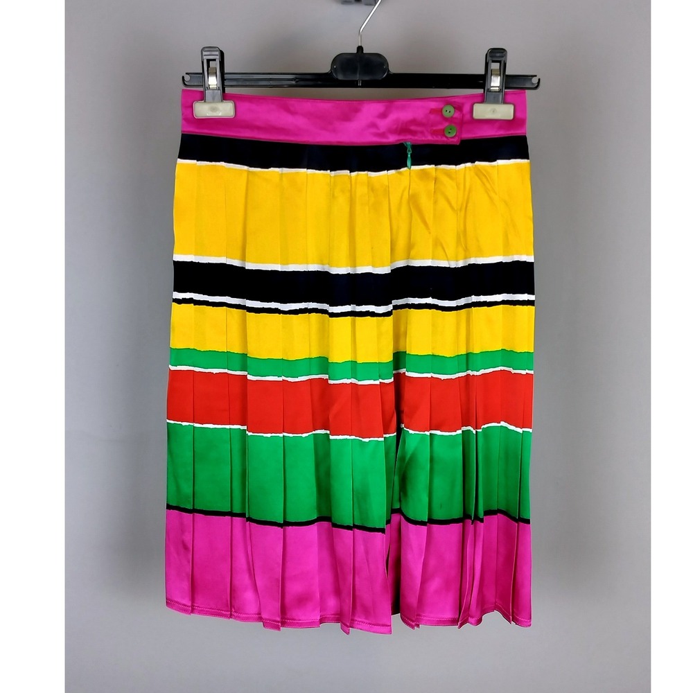 Vintage Saks Fifth Avenue Striped Pleated Skirt Size 2 Multicolor